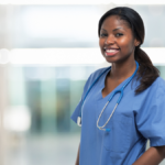 A focused healthcare professional in Botswana.